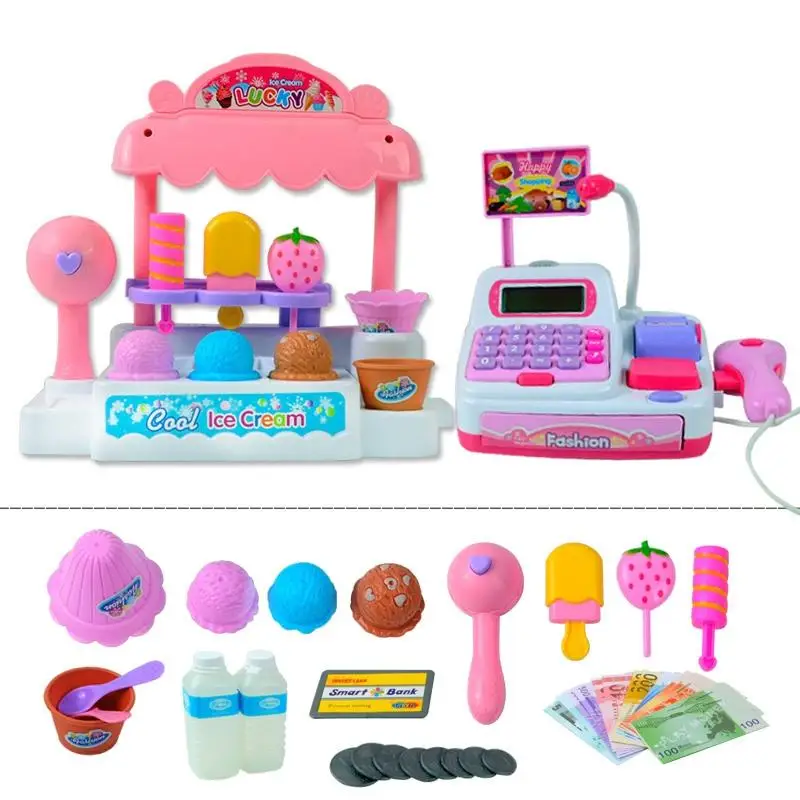 LeadingStar Children Pretend Play Toy Set Ice Cream Shop Cash Register with Realistic Actions and Sounds Gift for Kids LeadingStar Children Pretend Play Toy Set Ice Cream Shop Cash Register with Realistic Actions and Sounds Gift for Kids