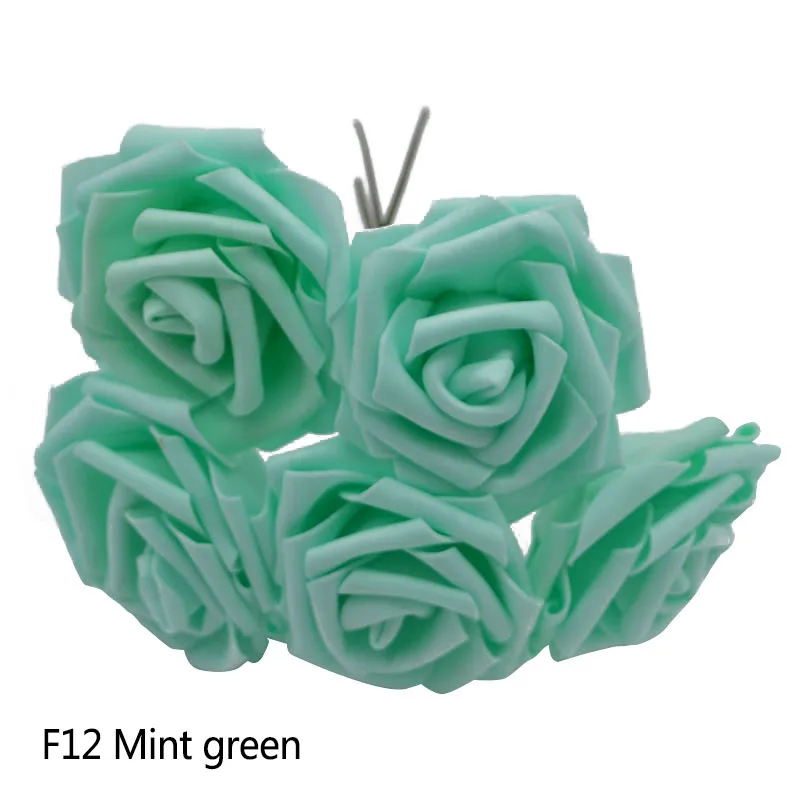 Mint green 10 головок 5 головок 8 см искусственные из ПЭ пены розы Букет невесты Свадебные украшения дома скрапбук DIY Поставки - Цвет: Mint green