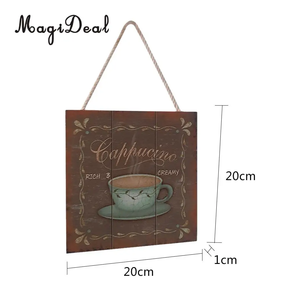 20x20cm Shabby Chic Solid Wood Coffee Sign Plaque Cafe Bar Dining Room Hanging Decor