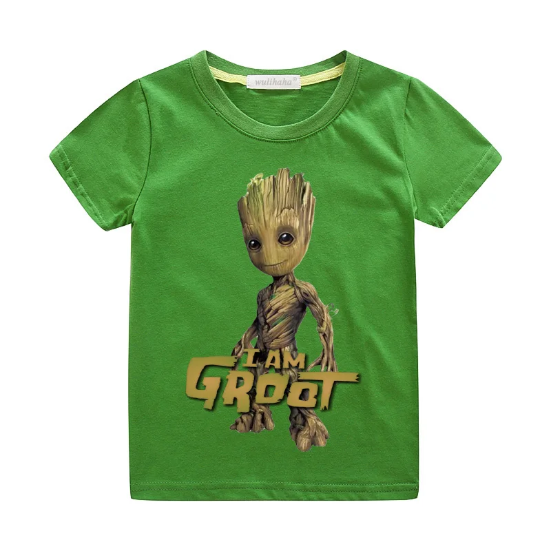 Детские футболки с объемным принтом Грут, костюм Детская летняя повседневная одежда для футболок с круглым вырезом и короткими рукавами футболки с рисунками для мальчиков и девочек, топы, ZA070