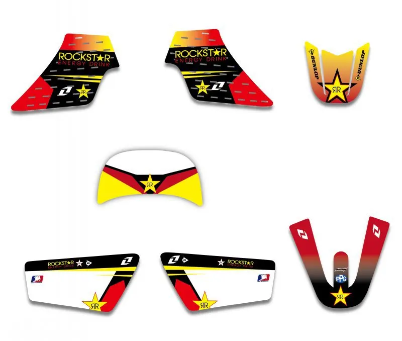 For Yamaha PW 50 PW50 PIT bike Team Graphic Background Decals And Stickers Black White Rockstar