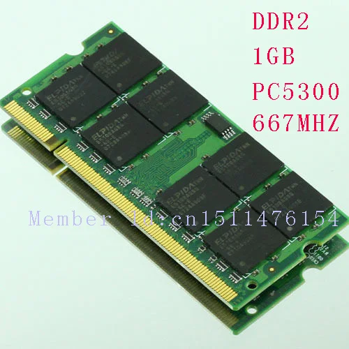 En Ligne Cahier 1 gb PC2 5300S DDR2 667 667 mhz 200pin DDR2 mémoire Portable 1g PC2 5300 667 modèle SODIMM RAM pengiriman gratis