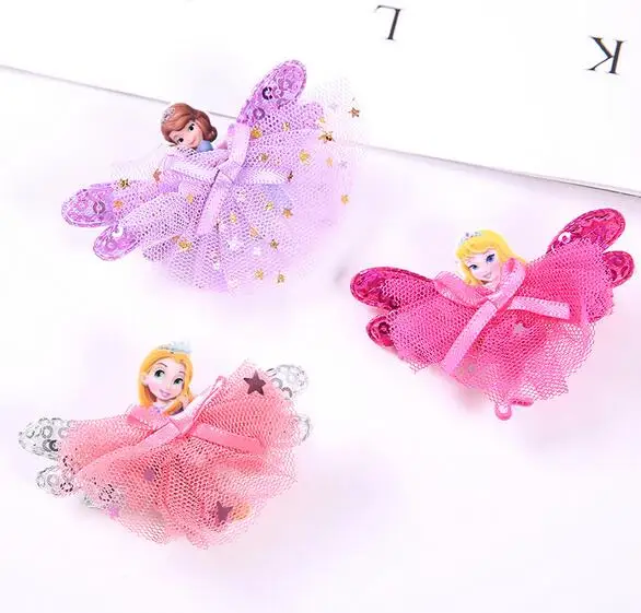New Children Hair Ornaments Acrylic Exquisite Cartoon Frozen Queen Princess Lace Hairpin Girls Headdress Baby Hair Clips