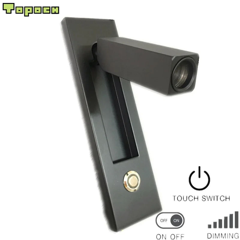 

Topoch Black Wall Light Housed within a Rectangular Head Swivels 90degree Left/Right/Forward Dock into Semi-Recessed Backplate