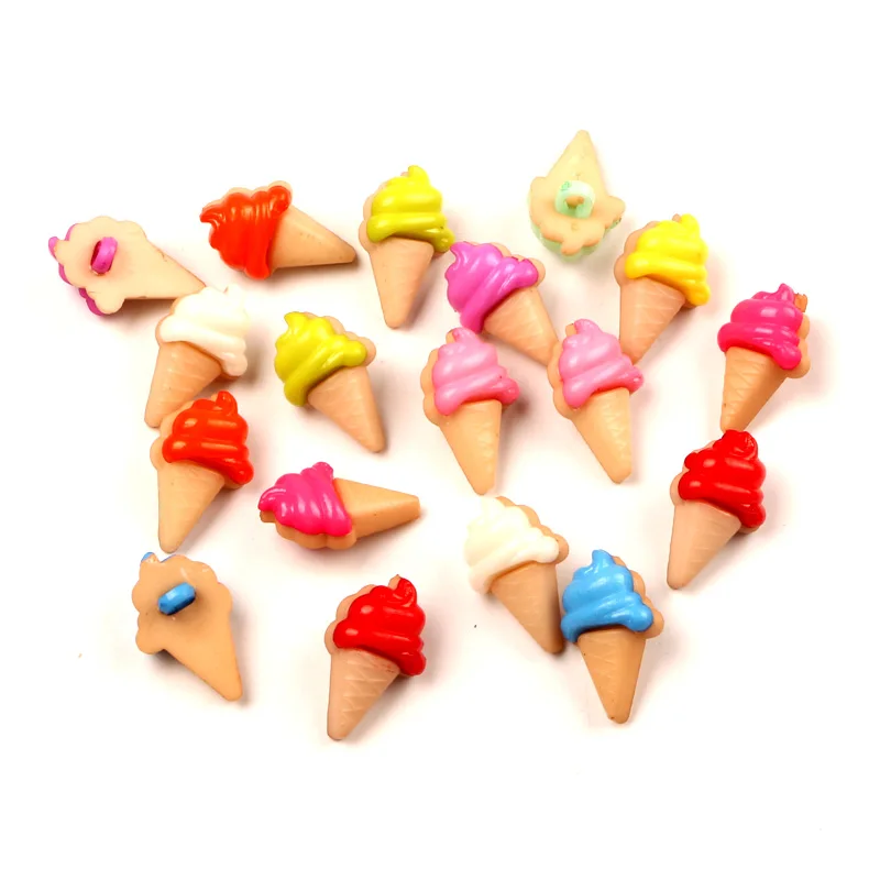 

100Pcs Mixed 20mm Ice Cream Acrylic Sewing Buttons For Cloth Needlework Flatback Scrapbooking Crafts Decorative Diy Accessories