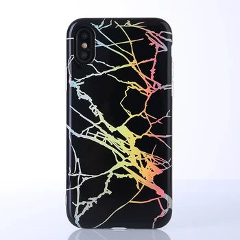 

30PCS New Electroplating Bling Chrome Marble Stone Soft TPU Phone Case for iPhone 6s plus 7 8 8plus X IMD Glossy Full Cover Case