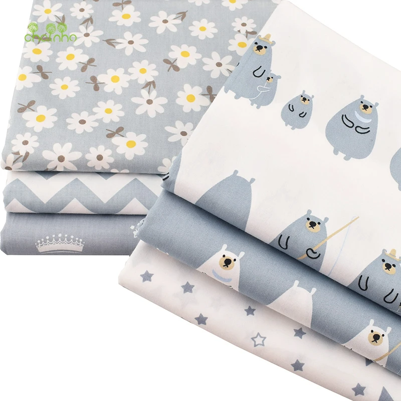 Chainho медведи рыбалка мультфильм Печатный саржевый хлопок ткань DIY квилтинг шитье