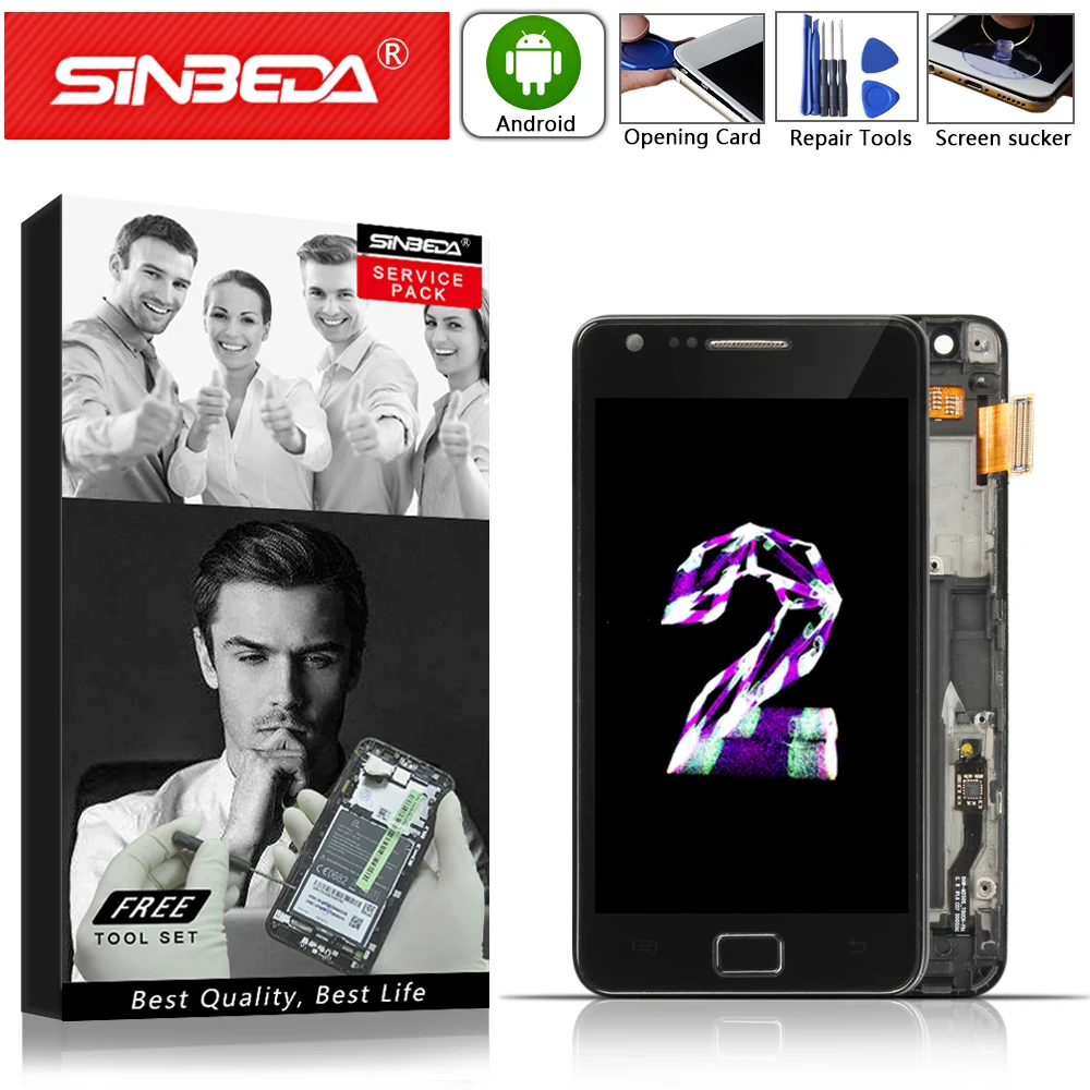 

Super AMOLED For SAMSUNG Galaxy S2 i9100 I9100 LCD Display Touch Screen with Frame Digitizer For Samsung S2 LCD Display i9100