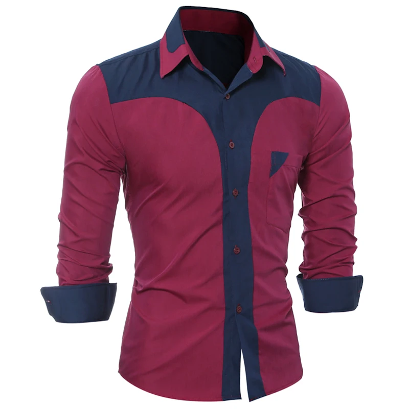 

Brand 2018 Fashion Male Shirt Long-Sleeves Tops Fashion Youth Hit Color Mens Dress Shirts Slim Men Shirt 3XL