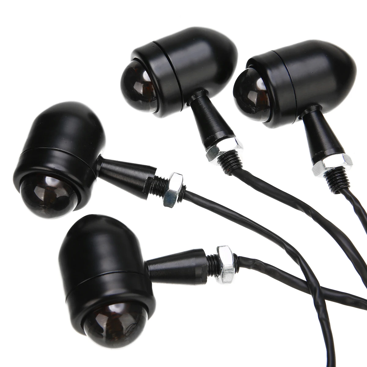 

4pcs Motorcycle Turn Signal Bullet Metal Set For Harley Black Bullet Turn Signals Holder For Chopper Cafe Racer Yamaha Suzuki