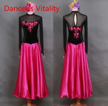 

2018 Latin Dance Dress Women Long Sleeves Embroidered Salsa Tango Rumba Flamengo Ballroom Latin Dance Competition Costumes