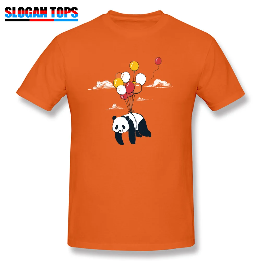 Men Cute Printed On Tees Round Neck Summer Fall 100% Cotton T-shirts Printed On Short Sleeve Flying Panda Tops Tees Flying Panda orange