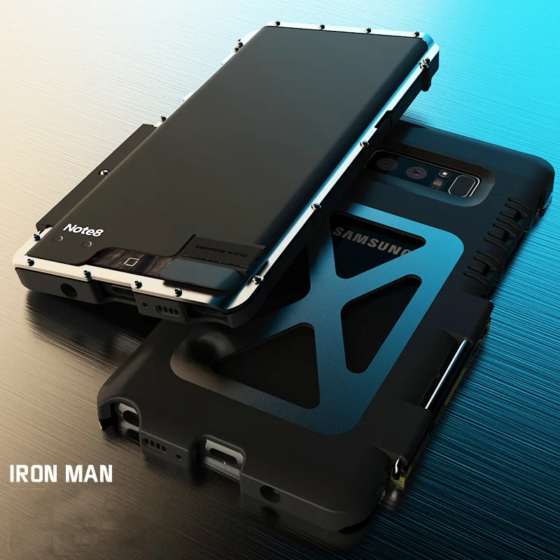 

R-just Stainless Steel Metal Flip Case for Samsung Galaxy Note 8 S7 S6 Edge S8 Plus Shockproof Cover for Iphone XS XR MAX 8 Plus