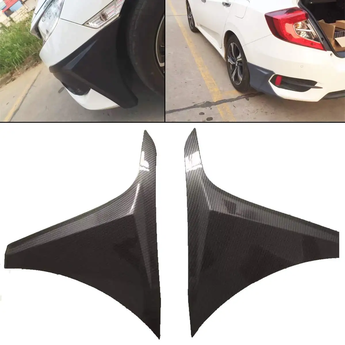 

4Pcs Car Side Splitter Diffuser Bumper Anti Scratch Front & Rear Spoiler Canard Lip Protcetor Cover For Honda for Civic X 16-18
