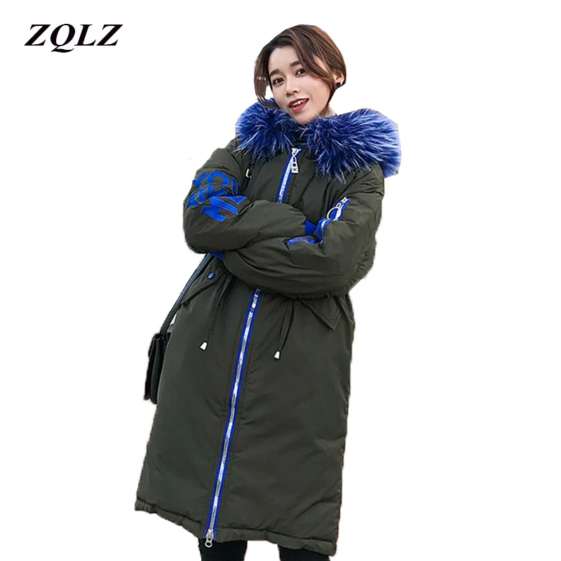 ZQLZ Winter Coat Women Plus Size Casual Hooded Big Fur Loose Cotton Pedded Jacket Femme Thick Snow Wear Ladies Parka Overcoat | Женская