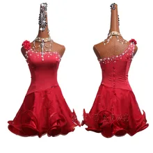 Стразы, платья для латинских танцев для женщин, косые плечи, сексуальное красное платье для латинских танцев, вечерние платья для танцев, одежда для выступлений певицы