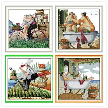 

Enjoy life Embroidery floss Counted Cross Stitch In 11CT 14CT DIY Needlework DMC Cross Stitch Kits For Embroidery a CrossCrafts