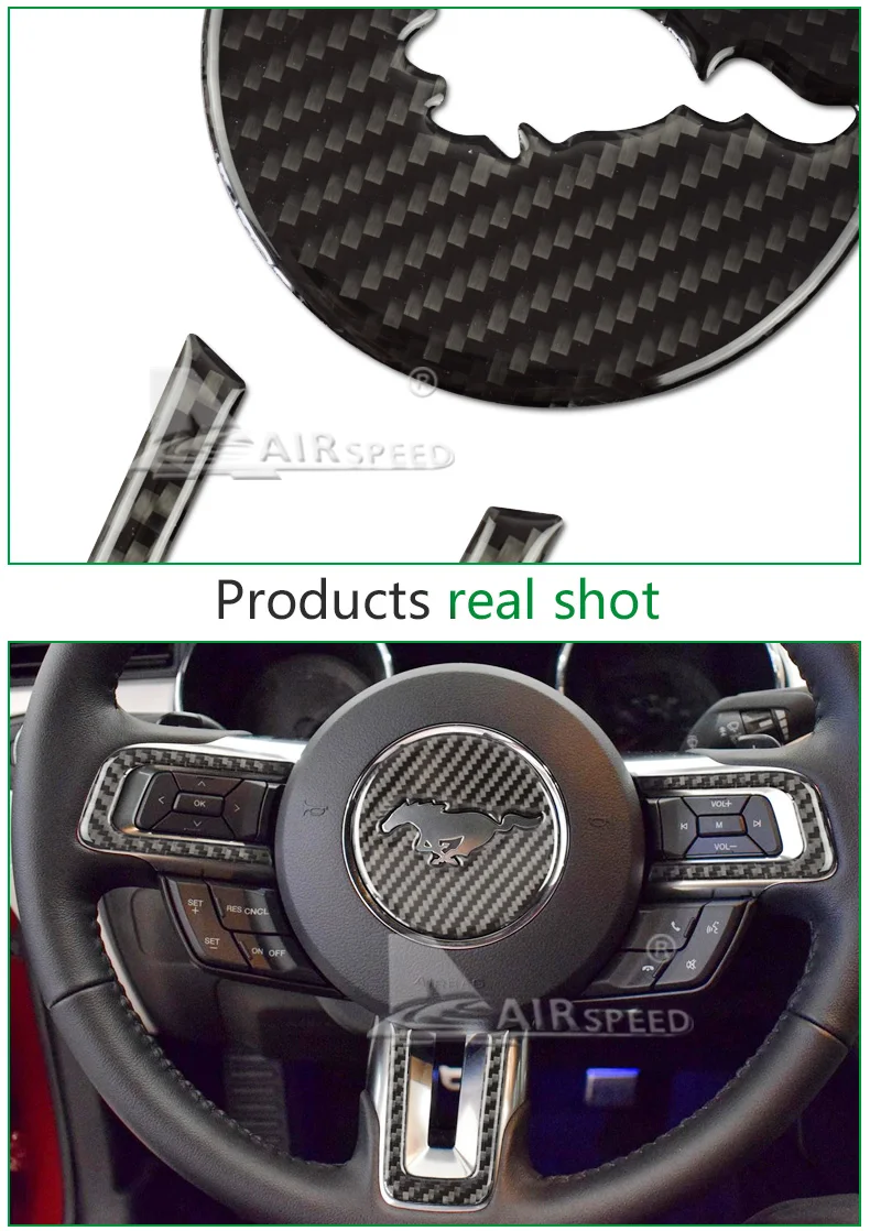 carbon fiber steering wheel cover for ford mustang (4)