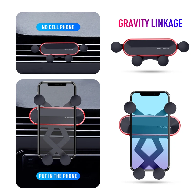 New Universal Little One Car Phone Aluminum Alloy Mini Gravity Bracket Mobile Phone Holder Cell Stand Support for IPhone XS