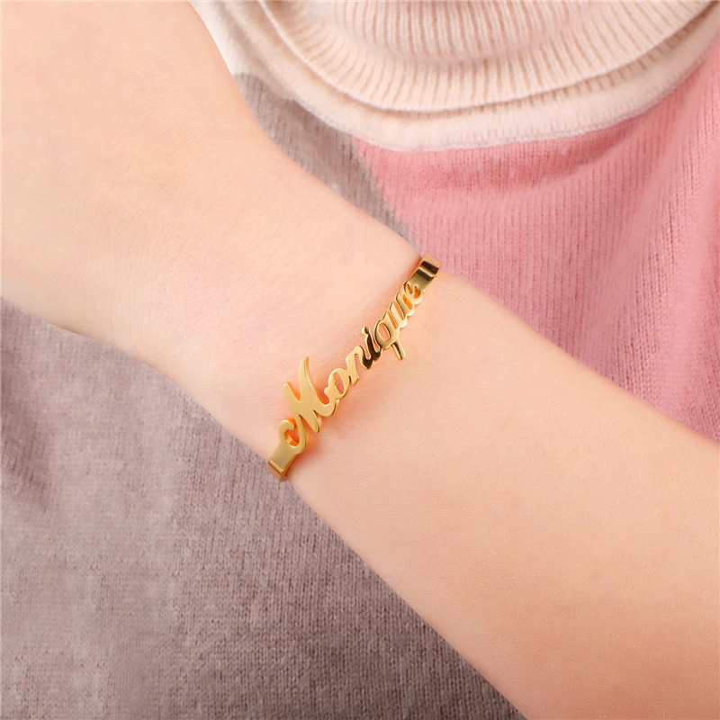 Индивидуальный браслет с именем Браслеты розовое золото/серебро Нержавеющая сталь детский браслет Персонализированная цепочка на руку для девочек мальчик BFF