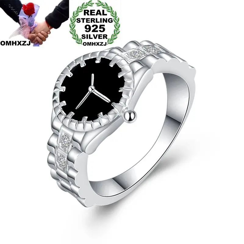 OMHXZJ, индивидуальные модные вечерние кольца для женщин и девушек, подарок на свадьбу, серебряное кольцо 925 пробы RN272