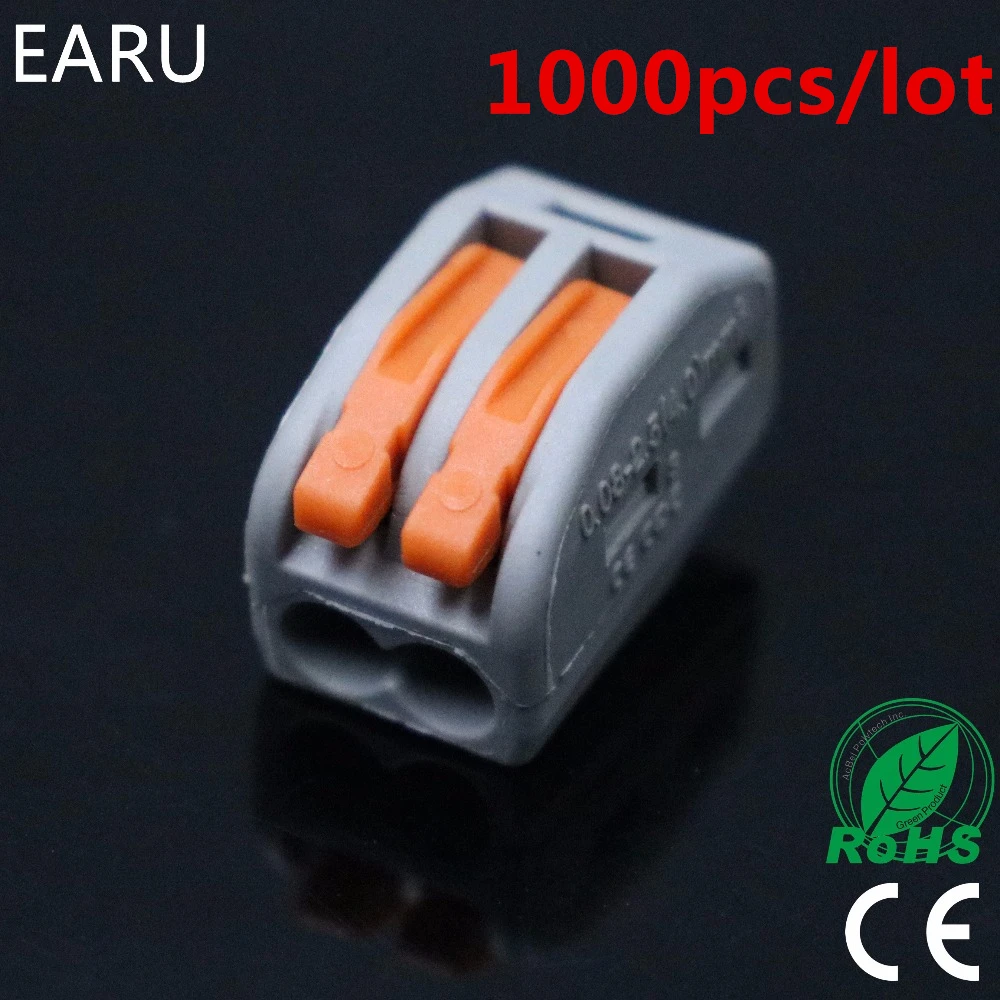 1000pcs for Russian 222-412 2Pin 212 Universal Compact Wire Wiring Connector 2pin Conductor Terminal Block Lever 0.08-2.5mm2 | Инструменты