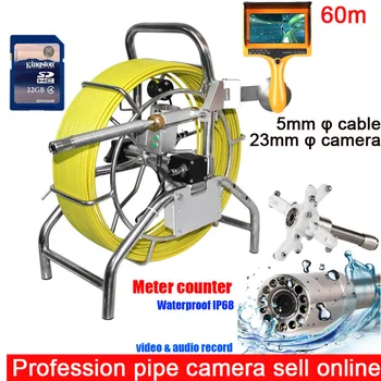 Price 23mm Sewer Waterproof Camera Water Pipe Well Monitoring System With 80m 5mm Cable DVR Meter Counter DHL Freeship