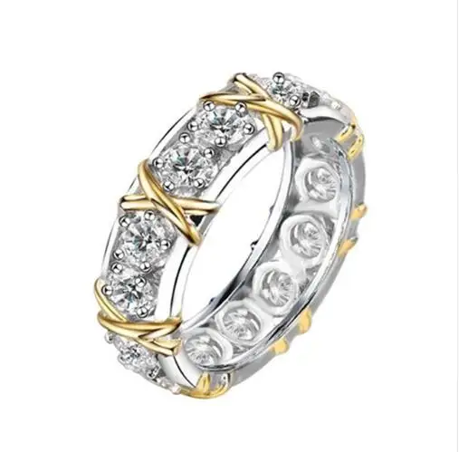 Оригинальное 925 пробы Серебряное кольцо белое& фиолетовое& розовое AAA Циркон CZ Ювелирные изделия золотого цвета обручальное кольцо для женщин - Цвет основного камня: Белый