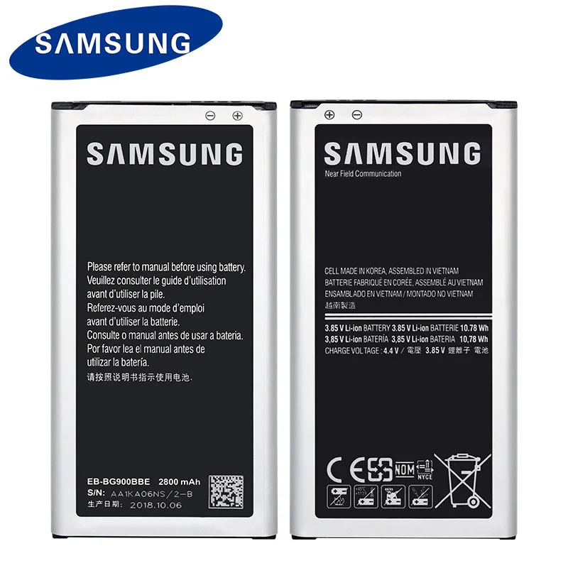 EB-BG900BBU Оригинальная батарея Samsung Galaxy S5 G900S G900F G9008V 9006V 9008W 9006W с ближней бесконтактной связи EB-BG900BBC Замена Батарея