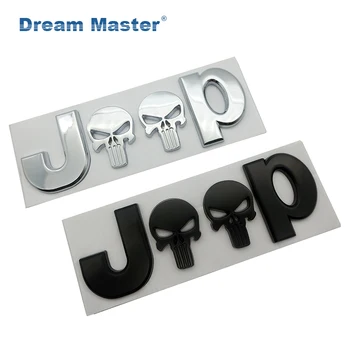 

3D Metal The Punisher Skull Skeleton Car Body Emblem Badge Fashion Decoration Sticker for Jeep Cherokee Car Styling Accessories
