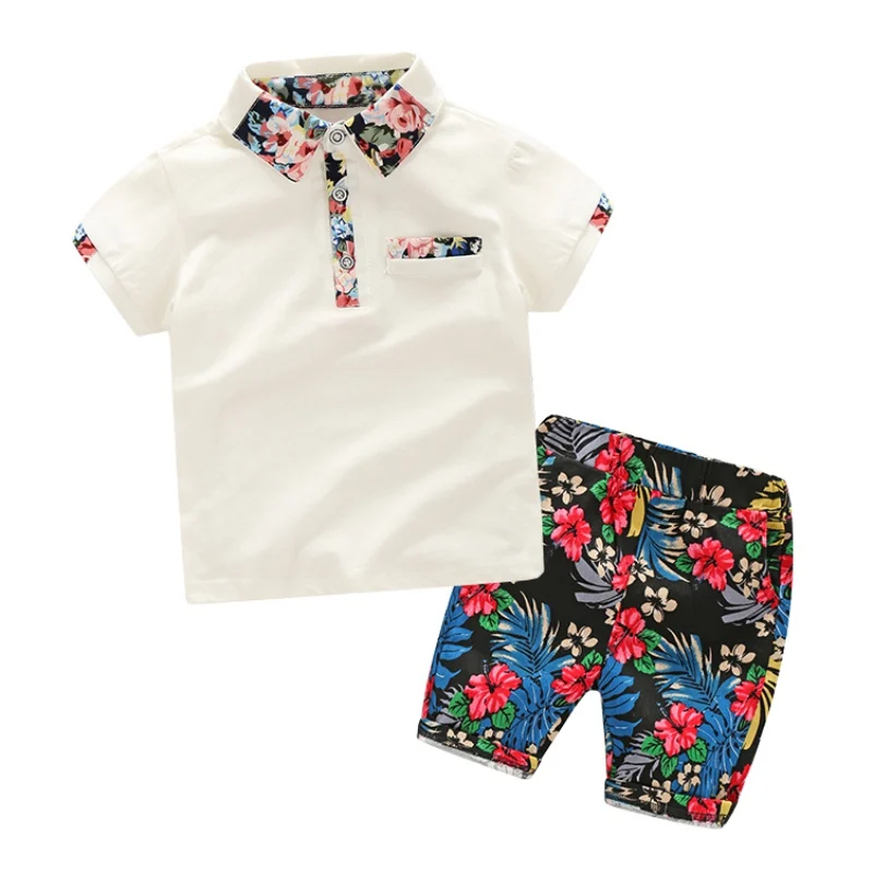 Baby Boy Clothes Set Kids Printed Short Sleeve + Pant Suit Summer ...