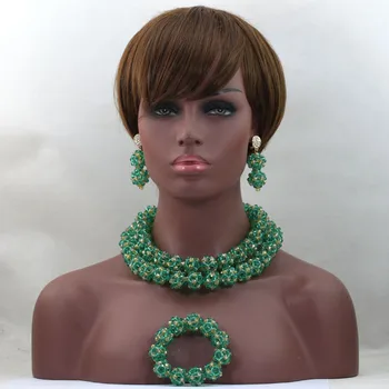 

Champagne Gold Seed Beads Wine Crystal African Lace Jewelry Sets Nigerian Wedding Beads Necklace for Women Free Shipping ABL484