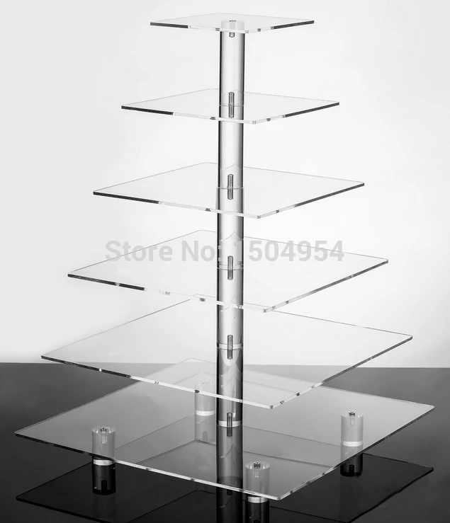

square 6 Tier Acrylic Cupcake Display Stand /acrylic cake stand with base