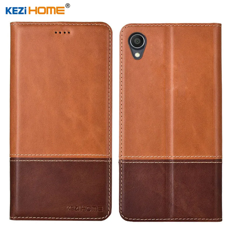 

Case for Asus ZenFone Live L1 ZA550KL KEZiHOME Double Colors Genuine Leather Flip wallet Cover for ZA550KL X00RD Phone cases
