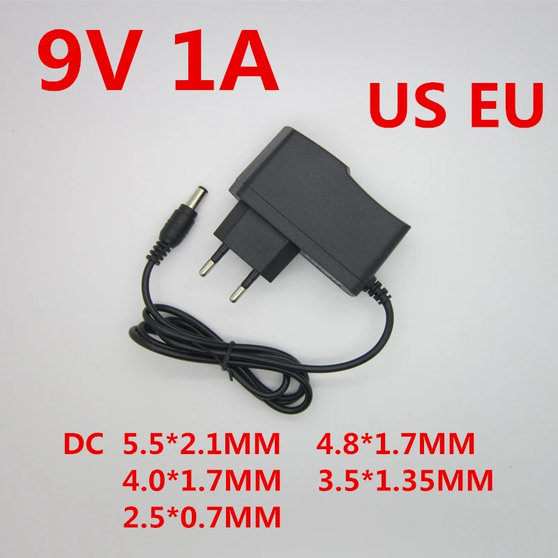 

DC 9V1A 9V 1A Power Supply AC 100V-240V Adapter Converter EU US Plug Charger 5.5mm x 2.1mm 1000mA for arduino Diy Kit