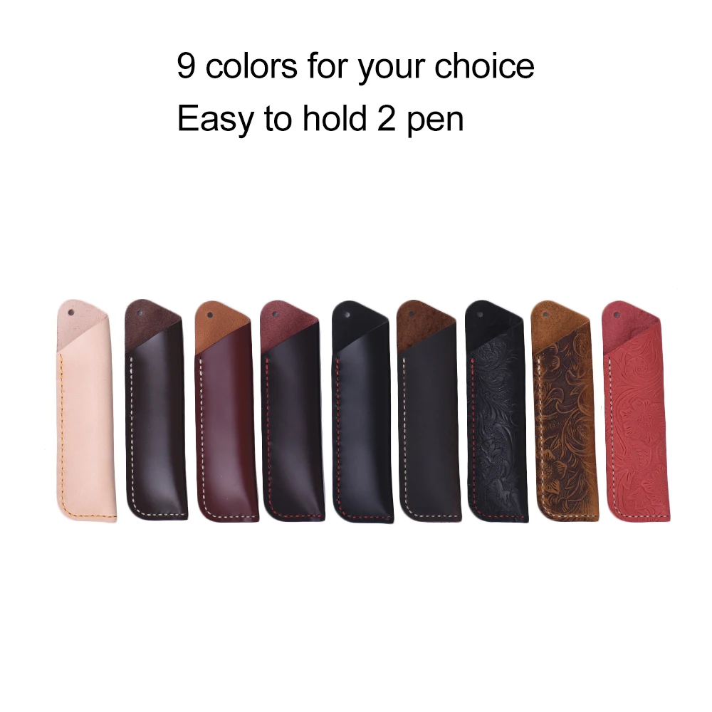 Handmade Retro Vintage Full Grain Leather Pencil Case Pouch Pen Holder Organizer Bag Stationery Gift for Kids Students Artists