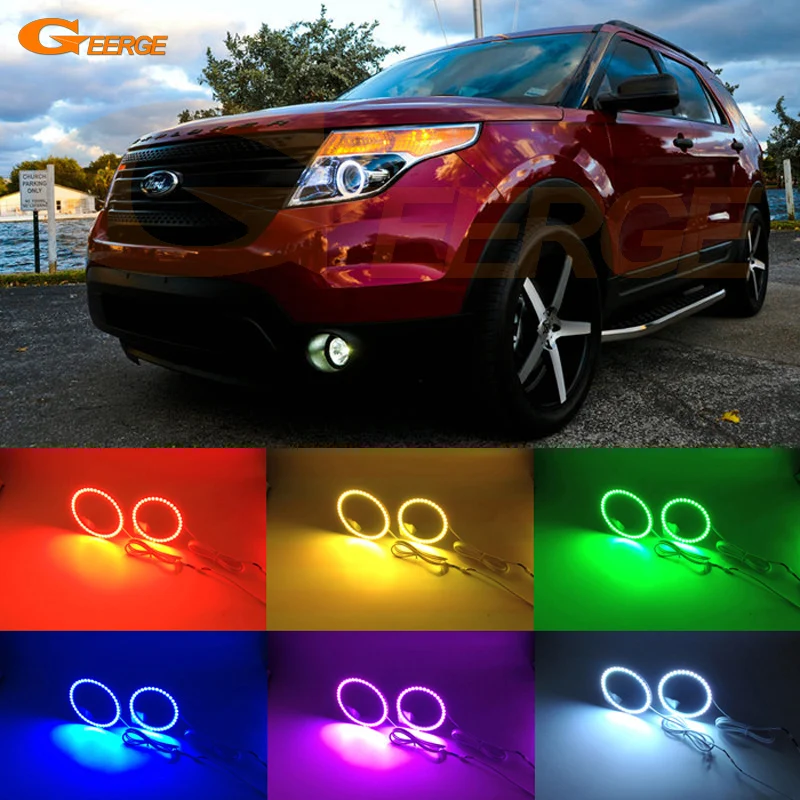 

For Ford Explorer 2011 2012 2013 2014 2015 Excellent Angel Eyes Multi-Color Ultra bright RGB LED Angel Eyes kit halo rings