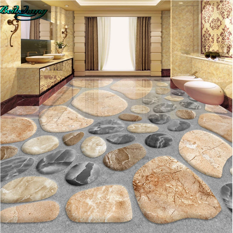 

beibehang Personalized custom 3D flooring three-dimensional cobblestone 3D floor painting decoration