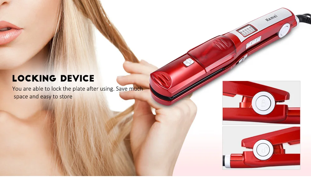 KM - 3011 Vapor Hair Steam Spray Ceramic Electric Straightener Fast Styler