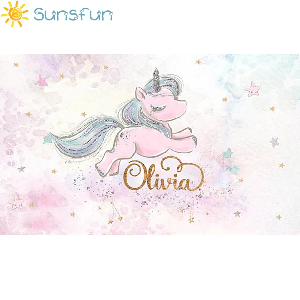 Sunsfun 7x5ft Aquarelle Rose Mignon Licorne Fond Etoiles Pour Fond Photo Pour La Photographie Joyeux Anniversaire Bebe Toile De Fond Aliexpress