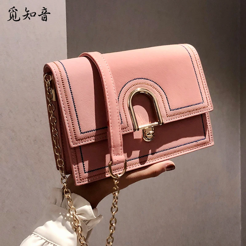 

British Fashion Simple Female Square Bag Quality Matte Leather Women's Designer Handbag Lock Chain Shoulder Messenger Bags