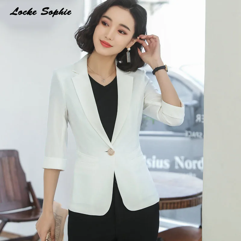 1pcs Women's Plus size Slim fit Blazers coats 2019 Summer Fashion cotton blend Small Suits jackets ladies Skinny Blazers Suits