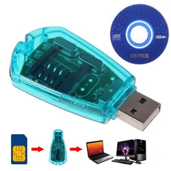 Celular portátil usb azul com alta velocidade, leitor de cartão sim gsm cdma + cd, backup para pc