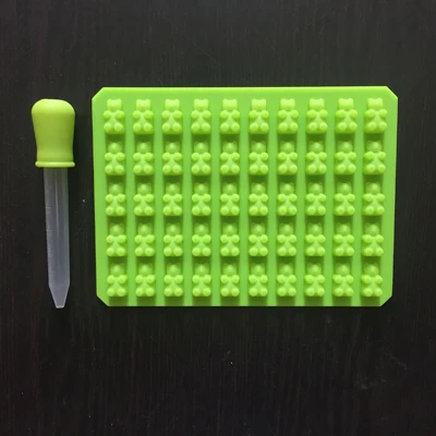 Green Силиконовые формы клейкий медведь форма желе медведь торт конфеты лотки с капельницей резиновый шоколад производитель 11 - Цвет: Green