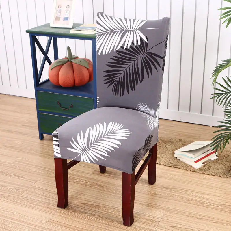 Серый геометрический цветочный принт спандекс чехол для стула стрейч Modren чехлы для сидений столовой кухни отеля эластичные чехлы