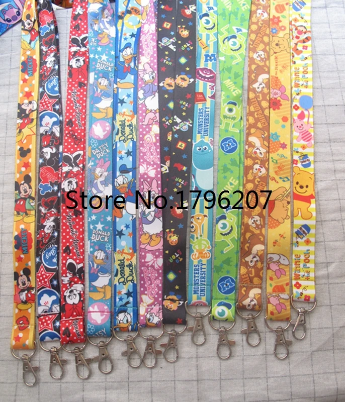 

5pcs mickey minnie Donald Duck Daisy Neck Strap Lanyard Mobile Phone Key Chain ID Badge Key Chains K11