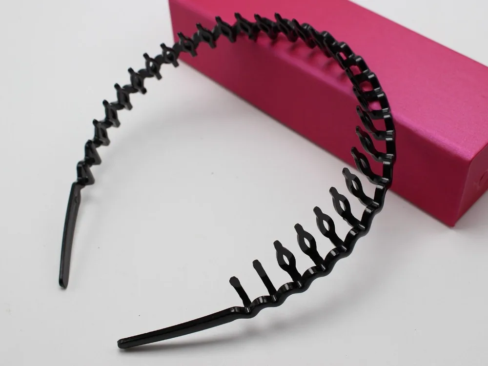 

8 Black Plastic Wave Hair Band Headband 8mm with Teeth Hair Accessories