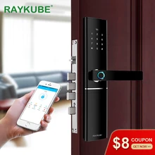 RAYKUBE FPC بصمة قفل باب ذكي ذكي قفل إلكتروني بصمة التحقق مع كلمة السر بطاقة التطبيق فتح R-FK1