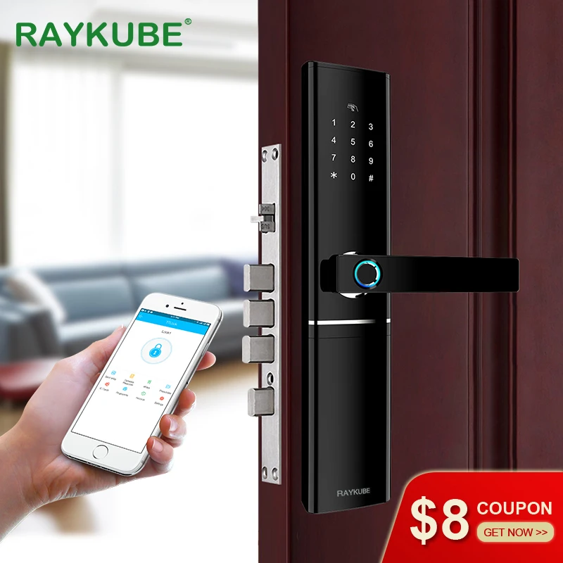  RAYKUBE FPC Fingerprint Smart Door Lock Intelligent Electronic Lock Fingerprint Verification With P - 32969043380