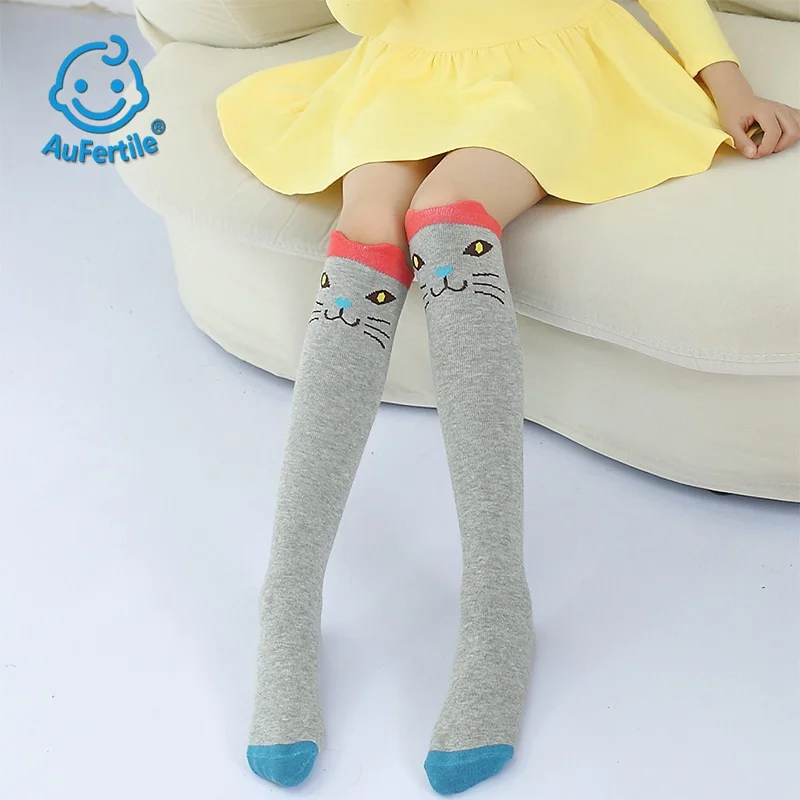 Cute Long Tube Children Socks Spring and Autumn Cartoon Animal face Girls Straight Socks Lovely with Skirt Cotton Socks